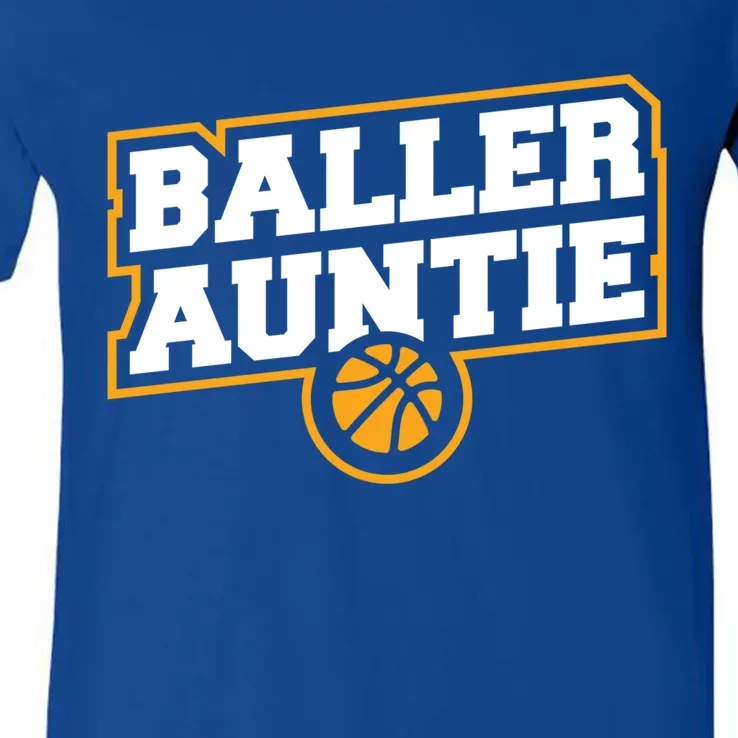 Mothers Day Baller Auntie Gift Baseball Aunt Meaningful Gift V-Neck T-Shirt