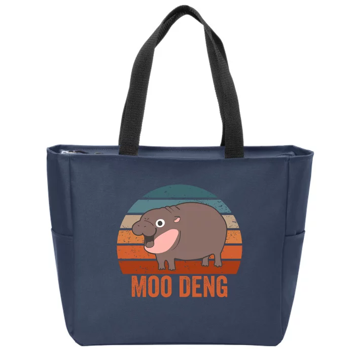 Moo Deng Baby Hippo Zoo Baby Hippo Vintage Zip Tote Bag