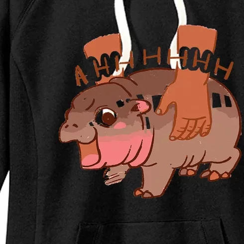 Moo Deng Bouncy Pig In Thai Picture The Cute Baby Hippo Women's Fleece Hoodie