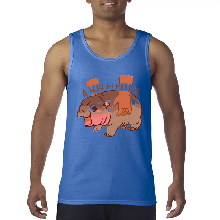 Moo Deng Bouncy Pig In Thai Picture The Cute Baby Hippo Tank Top