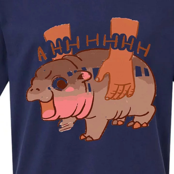 Moo Deng Bouncy Pig In Thai Picture The Cute Baby Hippo Sueded Cloud Jersey T-Shirt