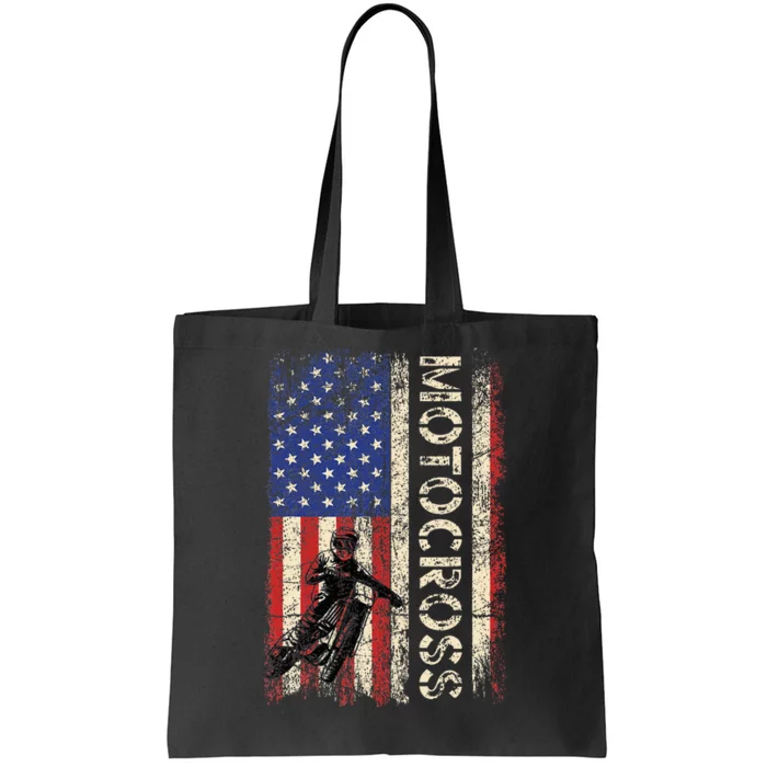 Motocross Dirt Bike American Usa Flag Tote Bag