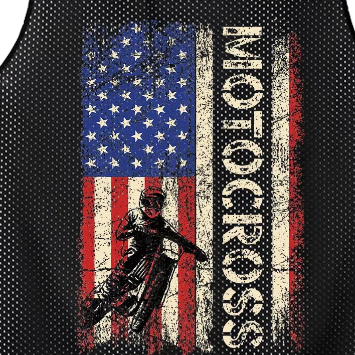 Motocross Dirt Bike American Usa Flag Mesh Reversible Basketball Jersey Tank