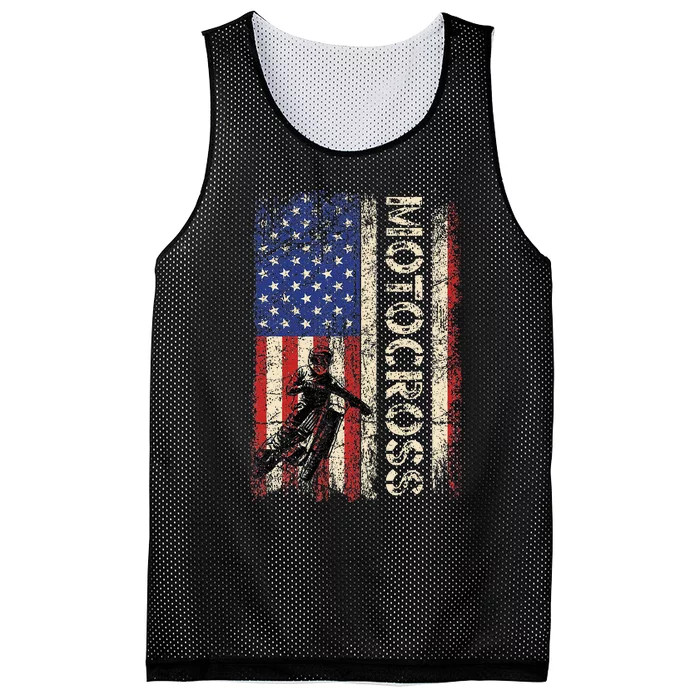 Motocross Dirt Bike American Usa Flag Mesh Reversible Basketball Jersey Tank