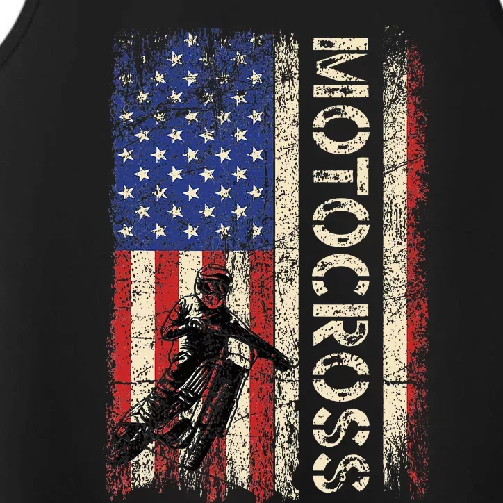 Motocross Dirt Bike American Usa Flag Performance Tank