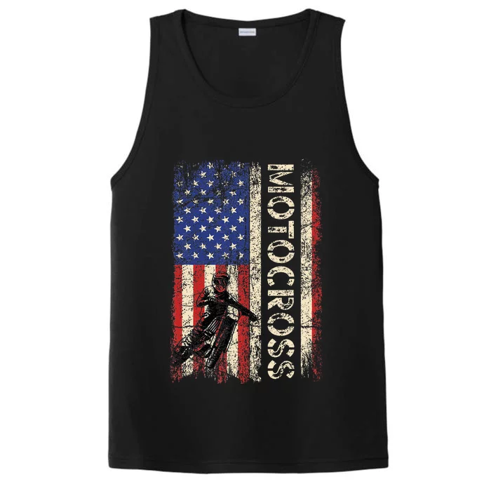 Motocross Dirt Bike American Usa Flag Performance Tank