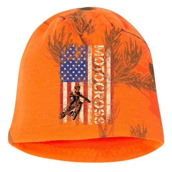 Motocross Dirt Bike American Usa Flag Kati - Camo Knit Beanie