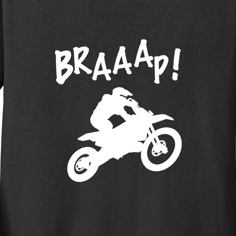 Motocross Dirt Bike Braaap Gift Kids Long Sleeve Shirt