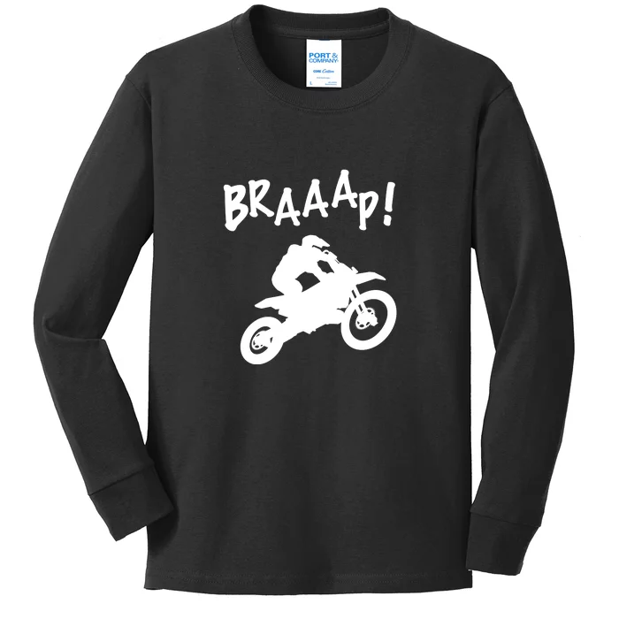 Motocross Dirt Bike Braaap Gift Kids Long Sleeve Shirt