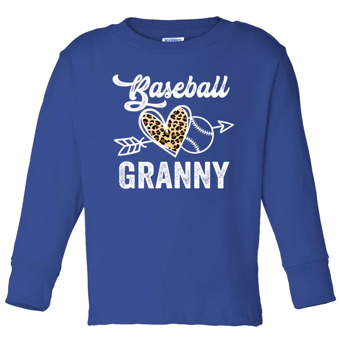 Mothers Day Baseball Granny Leopard Gift Toddler Long Sleeve Shirt