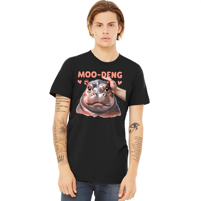 Moo Deng Bouncy Pig In Thai Picture The Cute Baby Hippo Premium T-Shirt