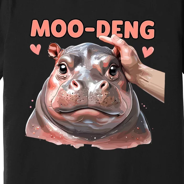 Moo Deng Bouncy Pig In Thai Picture The Cute Baby Hippo Premium T-Shirt