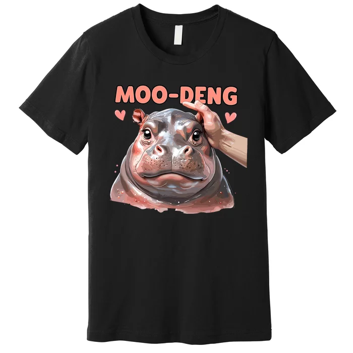 Moo Deng Bouncy Pig In Thai Picture The Cute Baby Hippo Premium T-Shirt