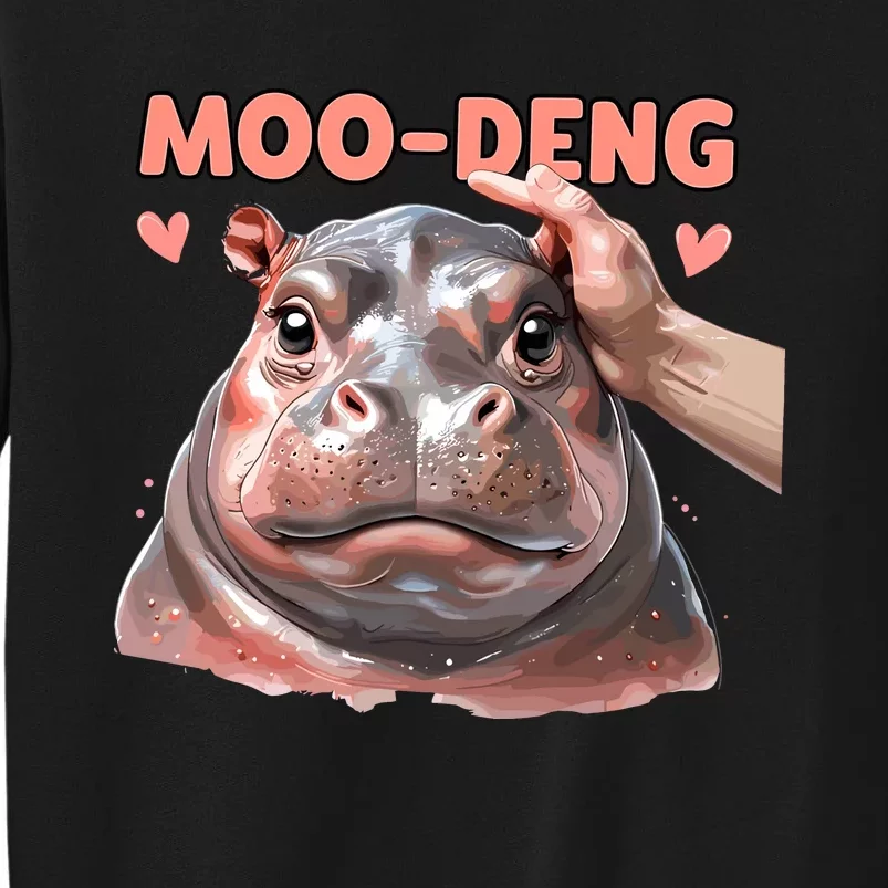 Moo Deng Bouncy Pig In Thai Picture The Cute Baby Hippo Tall Sweatshirt