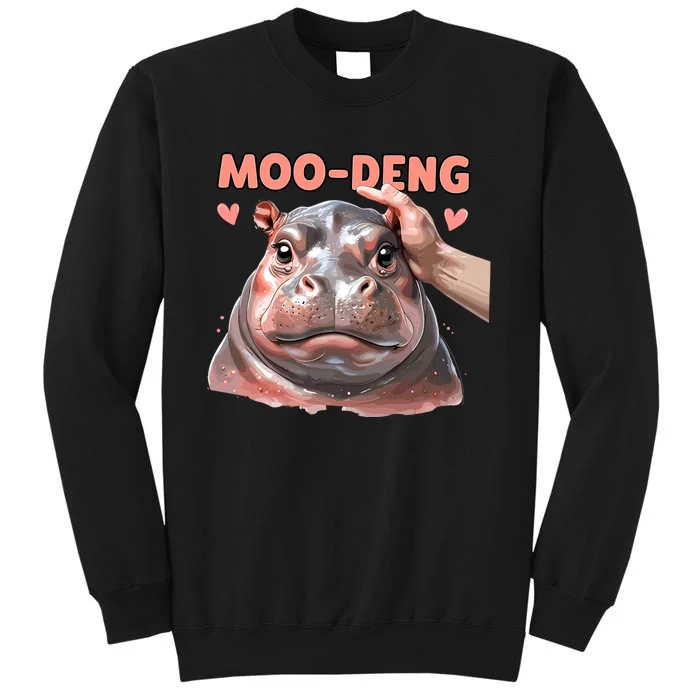 Moo Deng Bouncy Pig In Thai Picture The Cute Baby Hippo Tall Sweatshirt