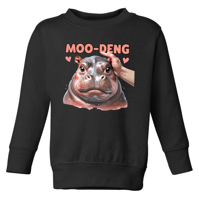 Moo Deng Bouncy Pig In Thai Picture The Cute Baby Hippo Toddler Sweatshirt