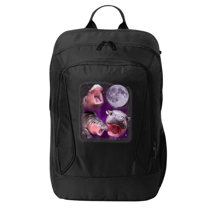 Moo Deng Bouncy Pig In Thai Picture Howling Under The Moon City Backpack