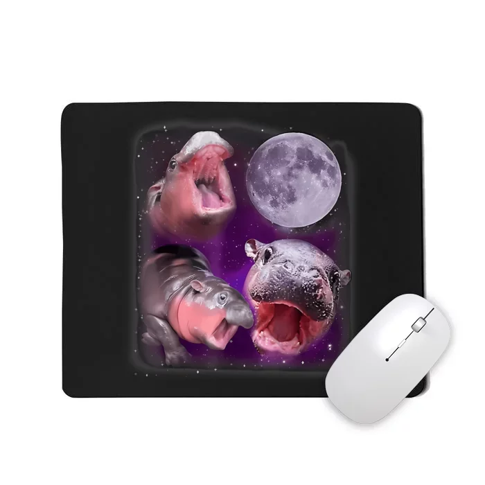 Moo Deng Bouncy Pig In Thai Picture Howling Under The Moon Mousepad