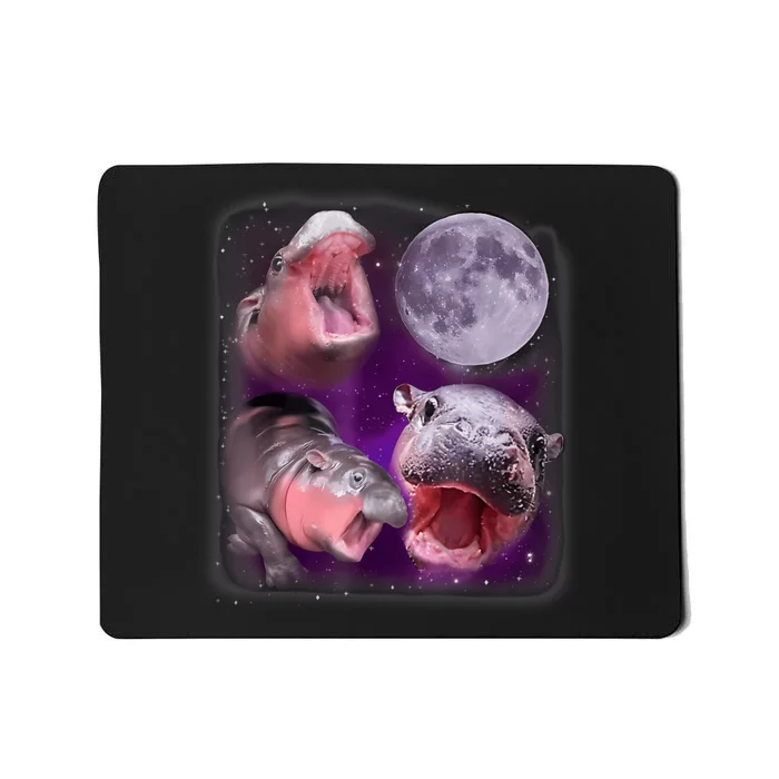 Moo Deng Bouncy Pig In Thai Picture Howling Under The Moon Mousepad