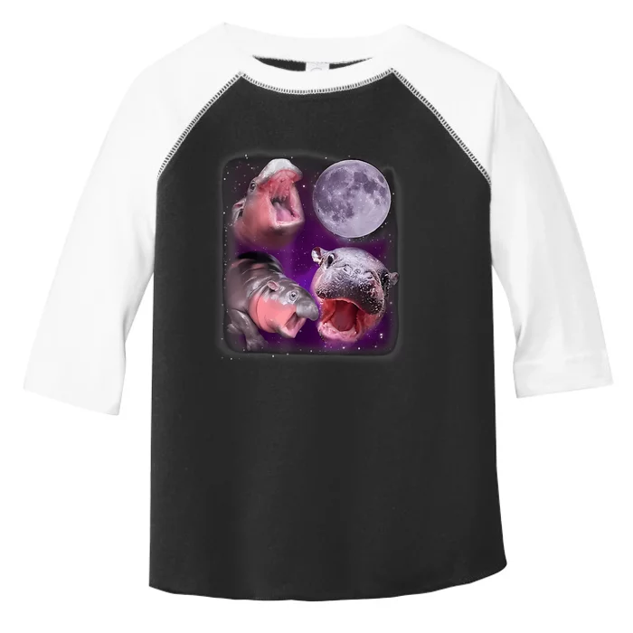 Moo Deng Bouncy Pig In Thai Picture Howling Under The Moon Toddler Fine Jersey T-Shirt