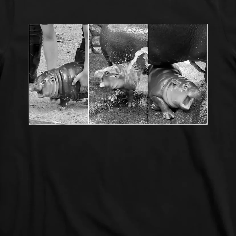 Moo Deng Baby Hippo Zoo Baby Hippo Black And White T-Shirt