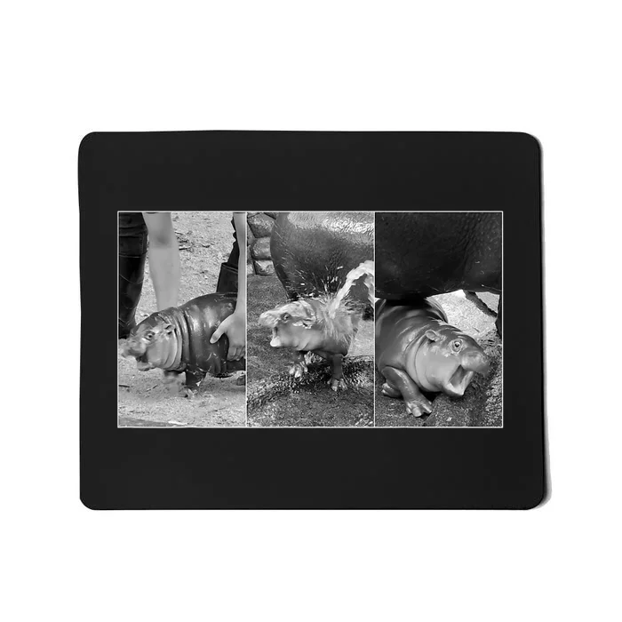 Moo Deng Baby Hippo Zoo Baby Hippo Black And White Mousepad