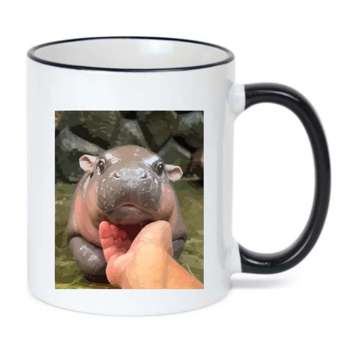 Moo Deng Bouncy Pig In Thai Picture The Cute Baby Hippo Black Color Changing Mug