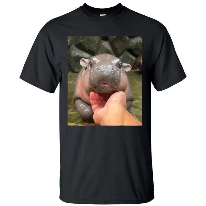 Moo Deng Bouncy Pig In Thai Picture The Cute Baby Hippo Tall T-Shirt