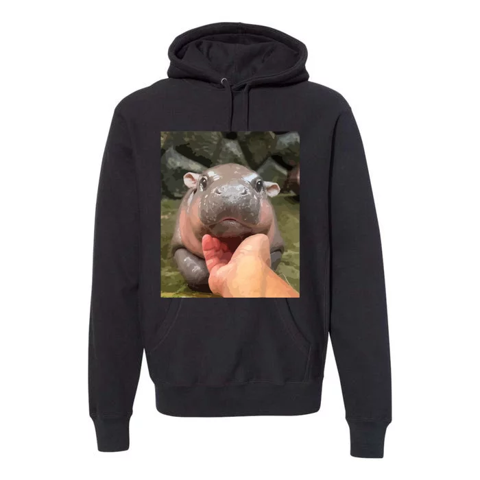 Moo Deng Bouncy Pig In Thai Picture The Cute Baby Hippo Premium Hoodie