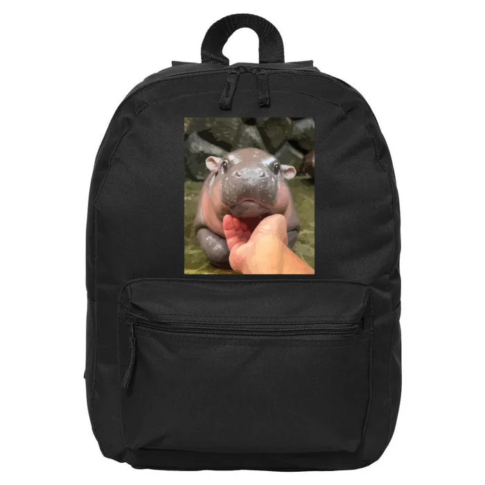 Moo Deng Bouncy Pig In Thai Picture The Cute Baby Hippo 16 in Basic Backpack