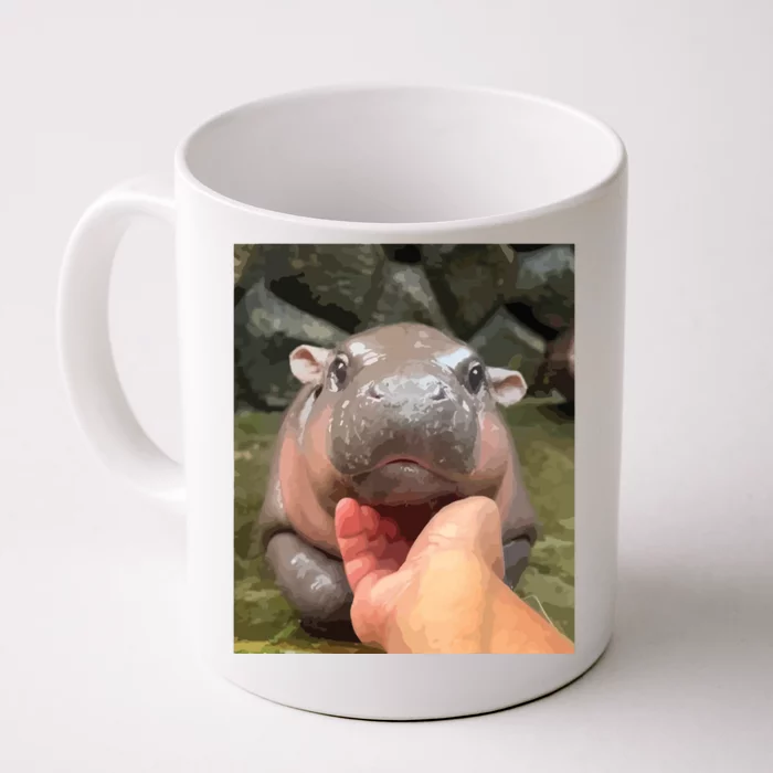 Moo Deng Bouncy Pig In Thai Picture The Cute Baby Hippo Front & Back Coffee Mug