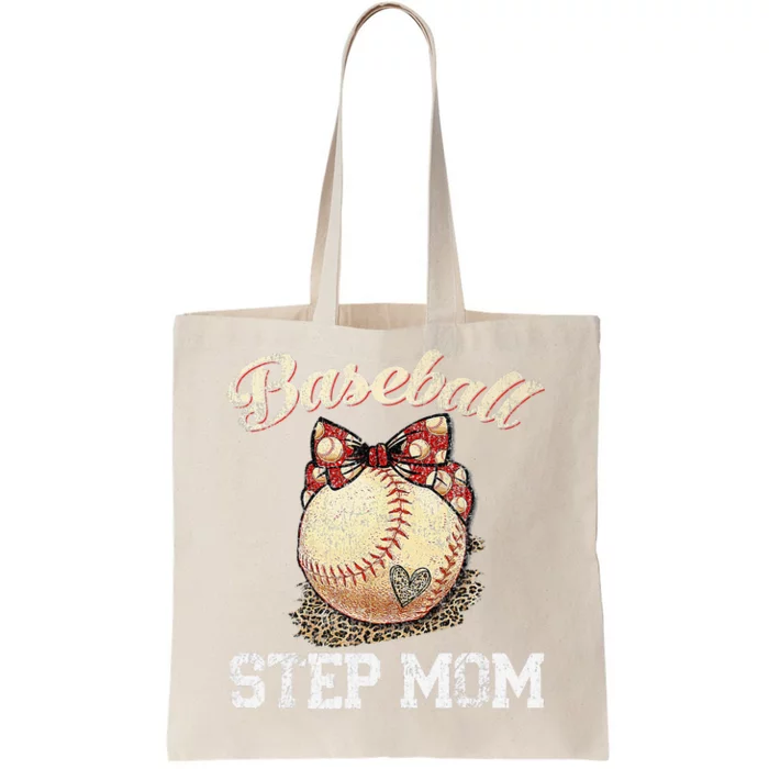 Mother's Day Baseball Step Mom Leopard Softball Gifts Tote Bag