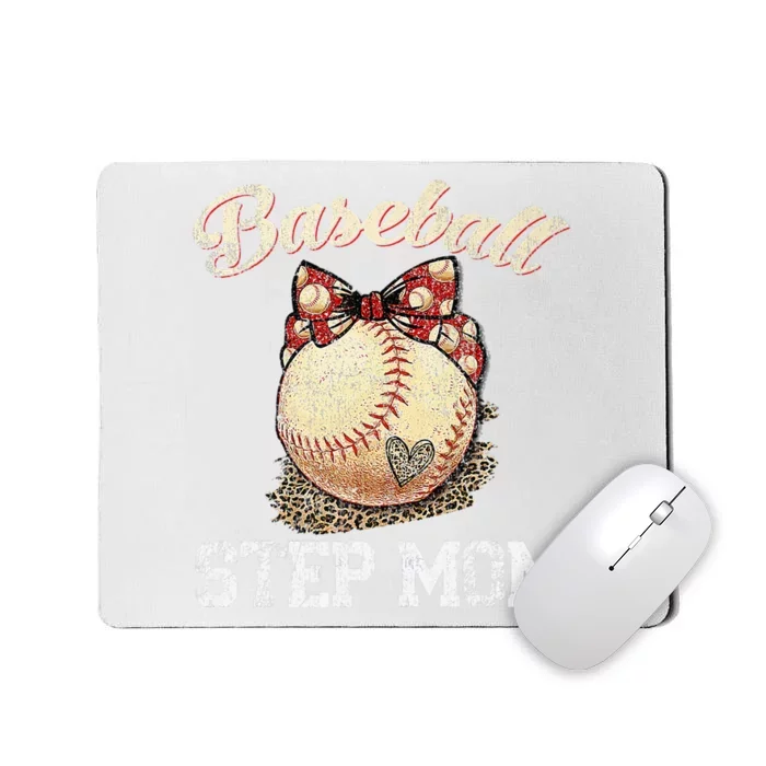 Mother's Day Baseball Step Mom Leopard Softball Gifts Mousepad