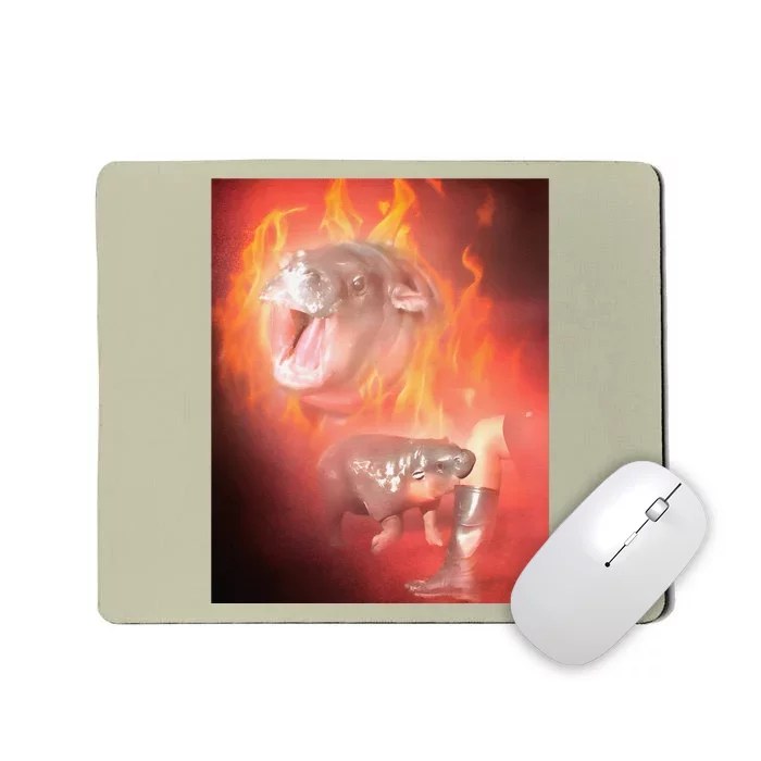 Moo Deng Bouncy Pig In Thai Fire Picture The Cute Baby Hippo Gift Mousepad