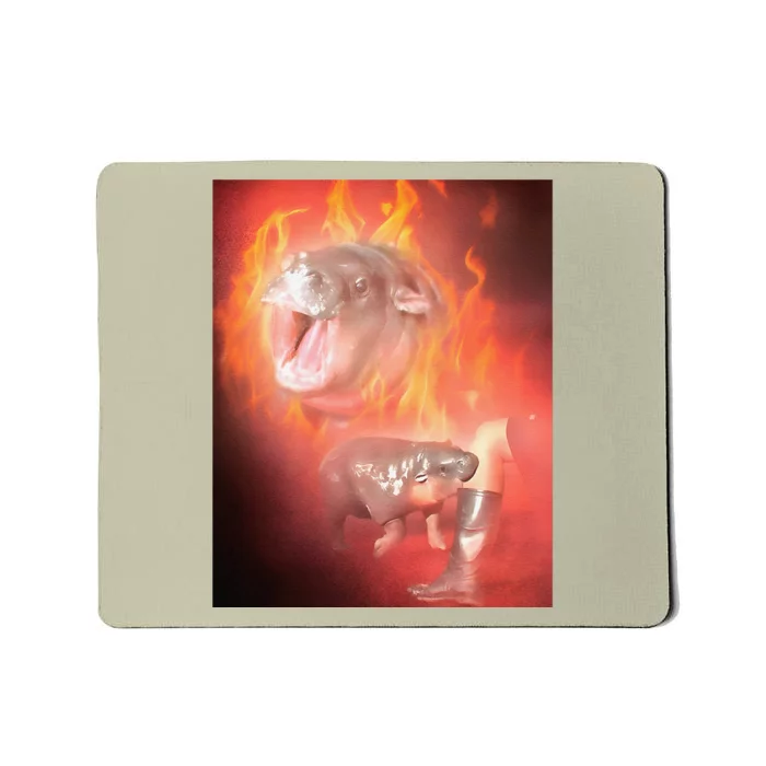 Moo Deng Bouncy Pig In Thai Fire Picture The Cute Baby Hippo Gift Mousepad