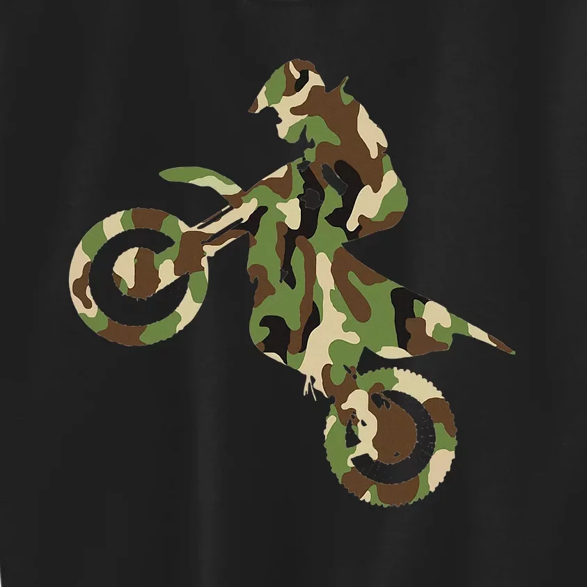 Motocross Dirt Bike Racing Camo Camouflage Kids Sweatshirt