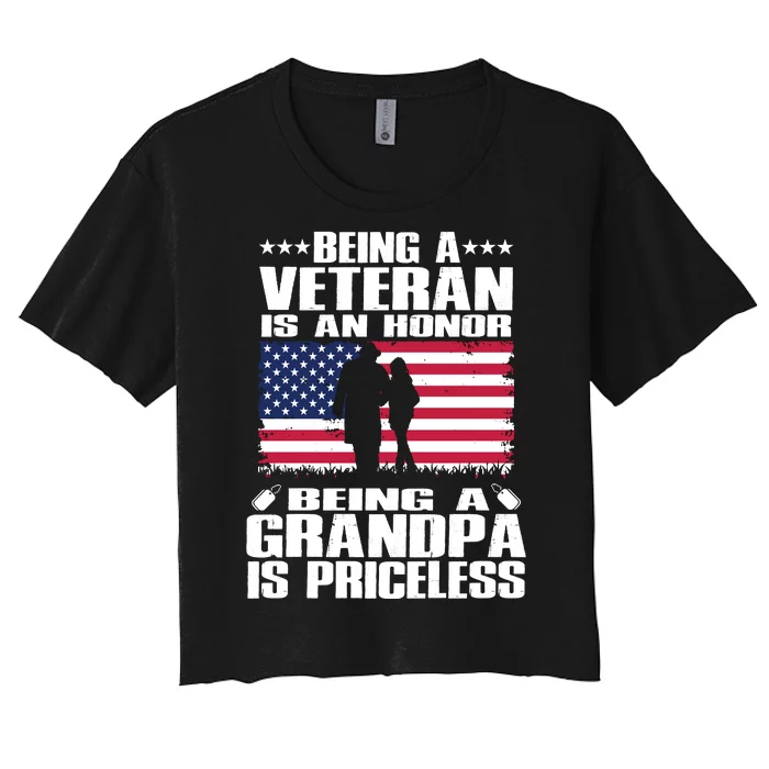 Memorial Day Being A Grandpa Is Priceless Women's Crop Top Tee