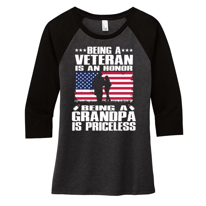 Memorial Day Being A Grandpa Is Priceless Women's Tri-Blend 3/4-Sleeve Raglan Shirt