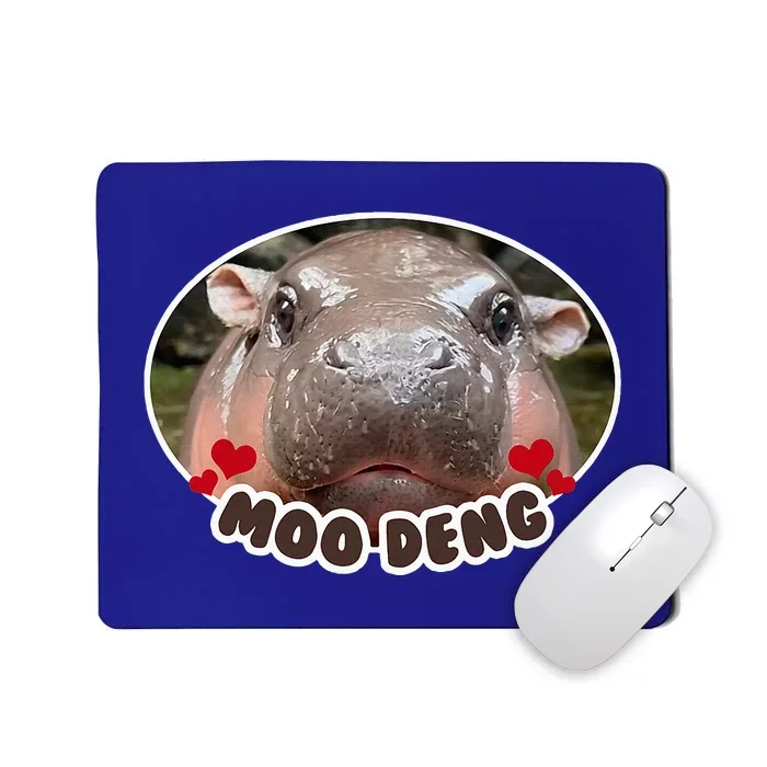 Moo Deng Bouncy Pig In Thai Picture The Cute Baby Hippo Mousepad