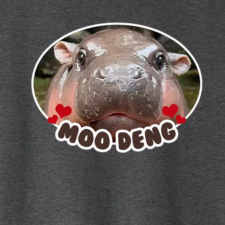 Moo Deng Bouncy Pig In Thai Picture The Cute Baby Hippo Women's Crop Top Tee