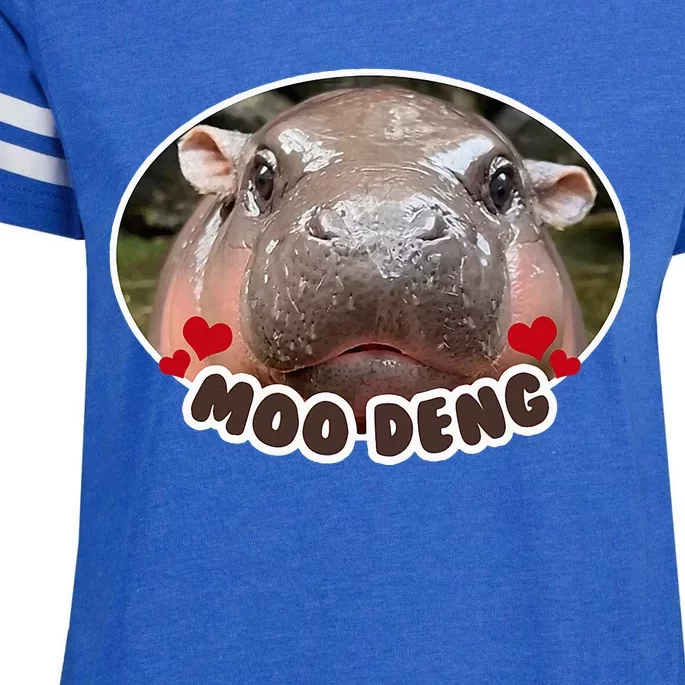 Moo Deng Bouncy Pig In Thai Picture The Cute Baby Hippo Enza Ladies Jersey Football T-Shirt