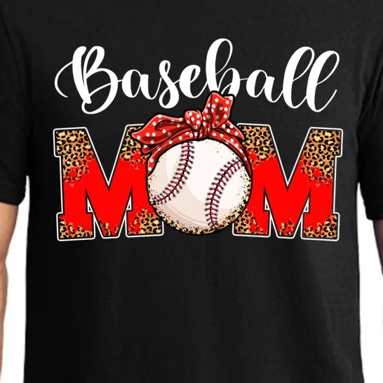 Mother's Day Baseball Mom Leopard Game Day Mom Life Funny Gift Pajama Set