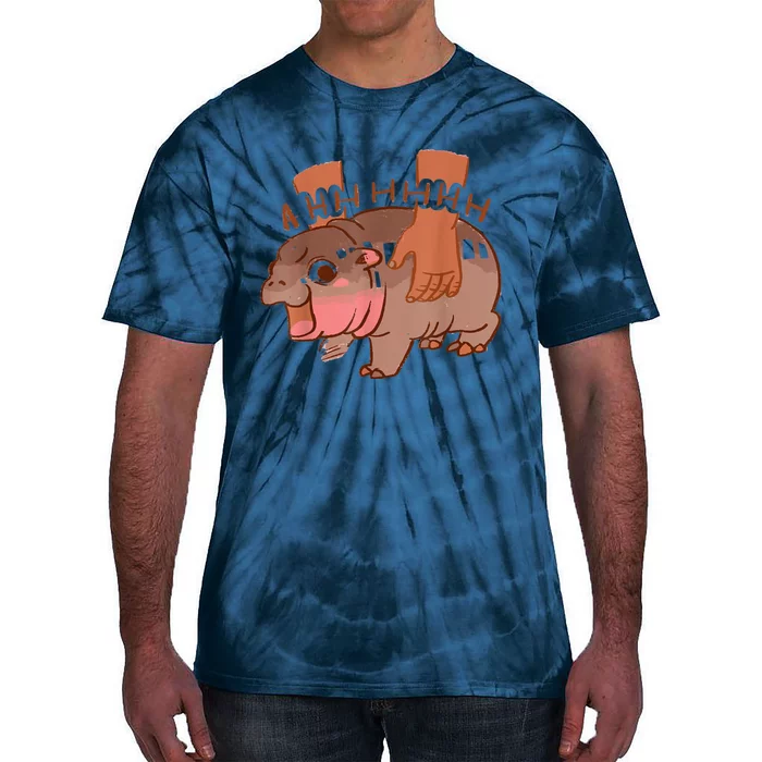 Moo Deng Bouncy Pig In Thai Picture The Cute Baby Hippo Tie-Dye T-Shirt