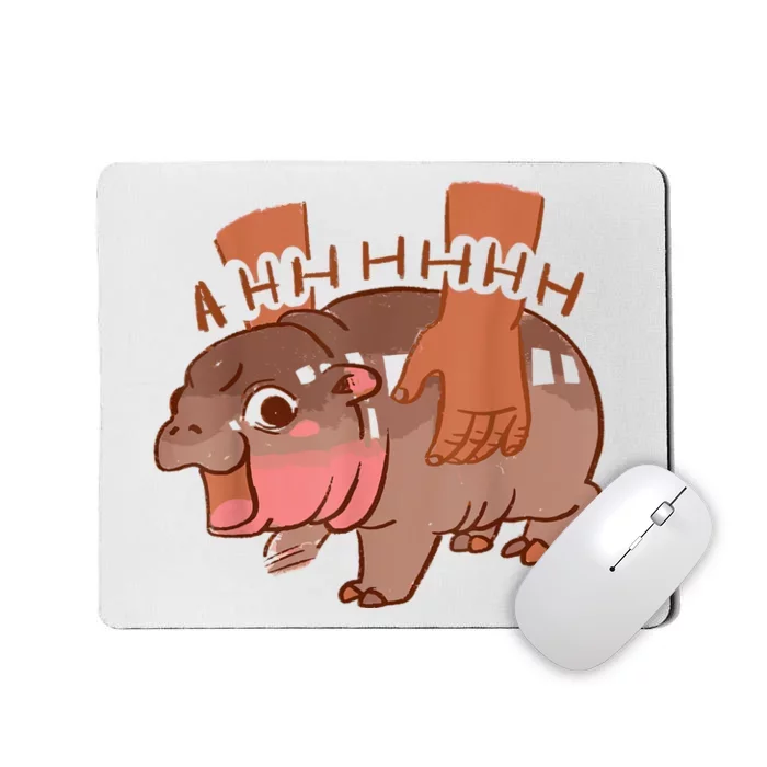 Moo Deng Bouncy Pig In Thai Picture The Cute Baby Hippo Mousepad