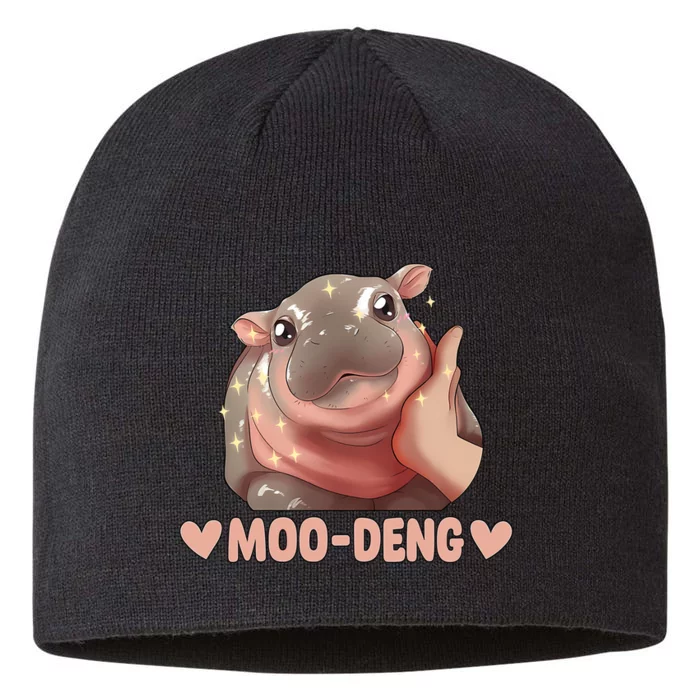 Moo Deng Bouncy Pig In Thai Picture The Cute Baby Hippo 8 1/2in Sustainable Knit Beanie