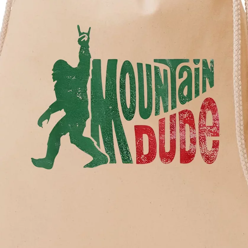 Mountain Dude Bigfoot Sasquatch Rock On Drawstring Bag