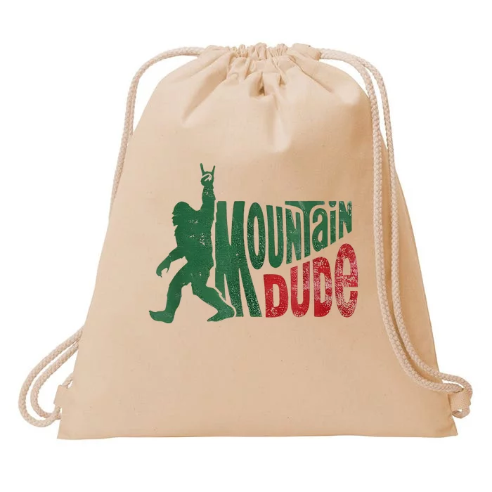 Mountain Dude Bigfoot Sasquatch Rock On Drawstring Bag