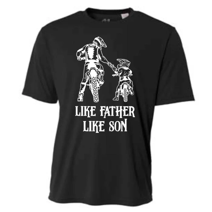 Motocross Dirt Bike Gift Like Father Like Son Biker Cute Gift Cooling Performance Crew T-Shirt