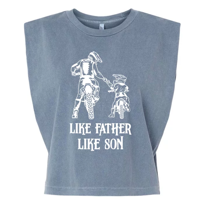 Motocross Dirt Bike Gift Like Father Like Son Biker Cute Gift Garment-Dyed Women's Muscle Tee