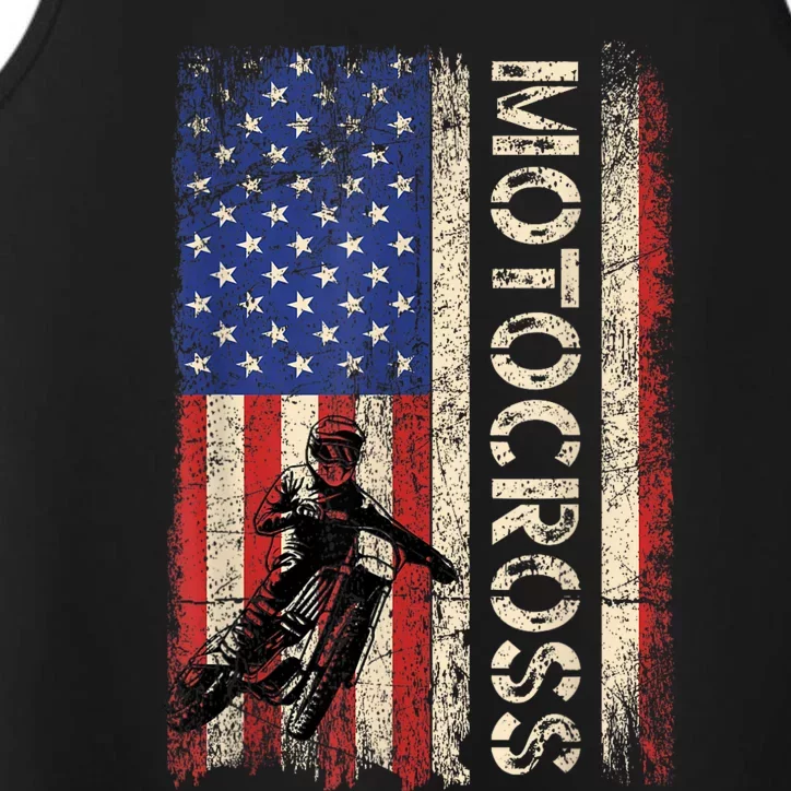 Motocross Dirt Bike American Usa Flag Biker Performance Tank